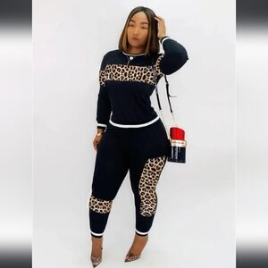 New Leopard Print Black Jumpsuit